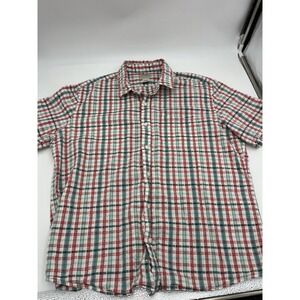 LL Bean Shirt Mens XL Plaid Organic Cotton Button Up Short Sleeve
